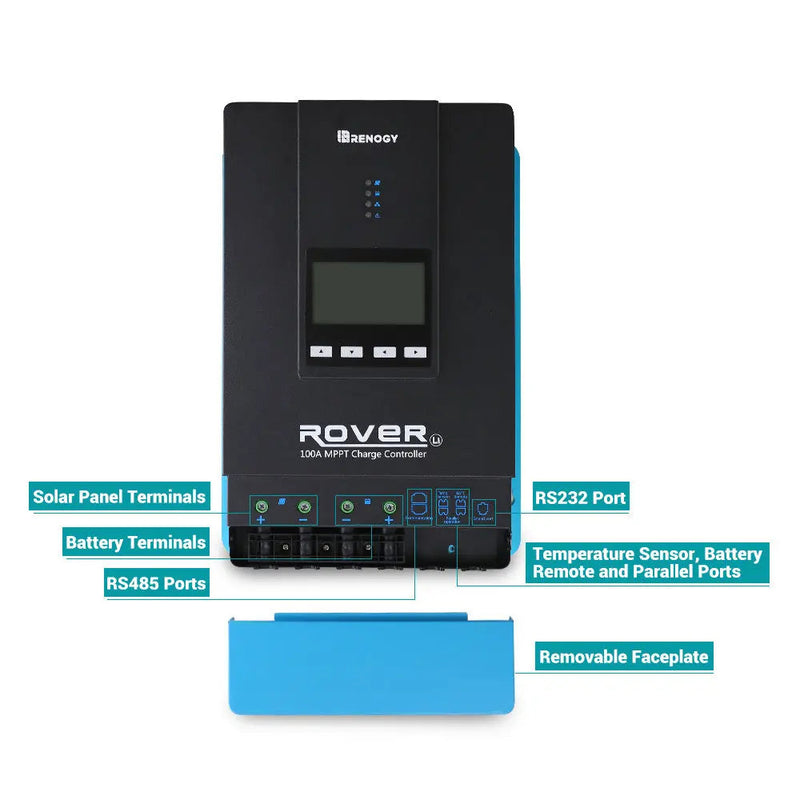 Renogy Rover 100 amp MPPT solar charge controller with LCD