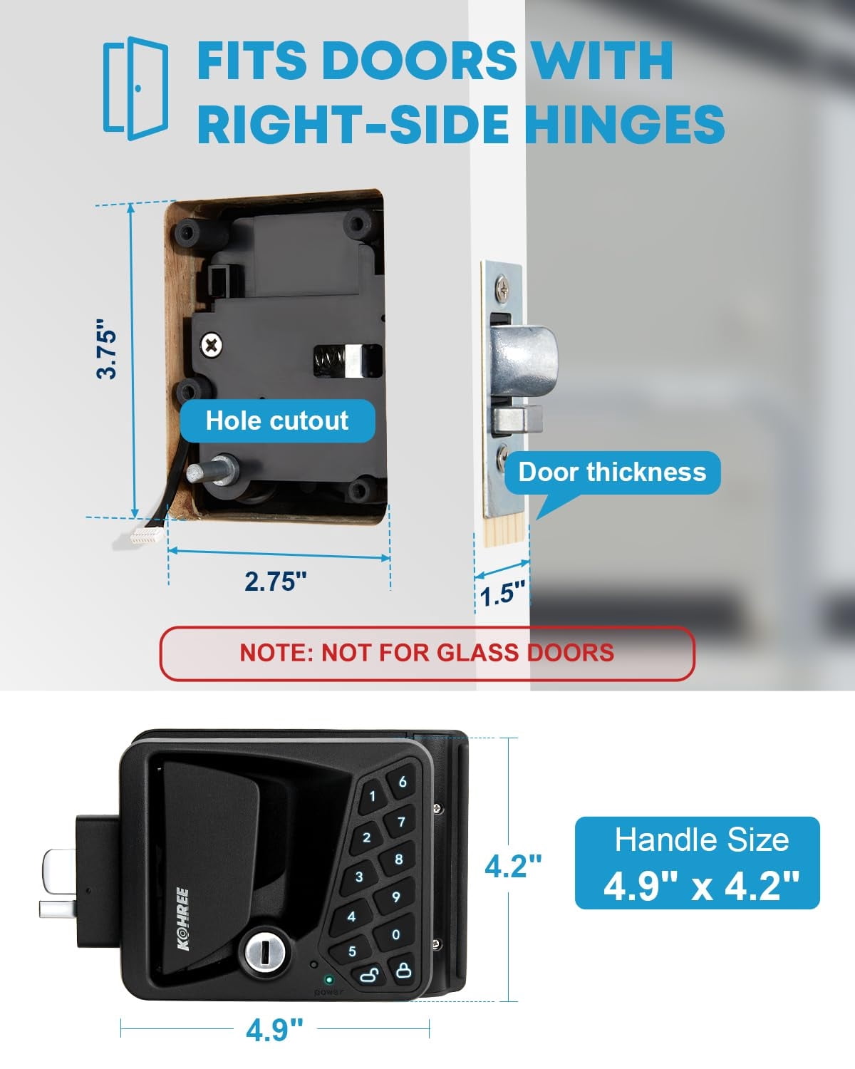 Kohree keyless RV door lock, view 4