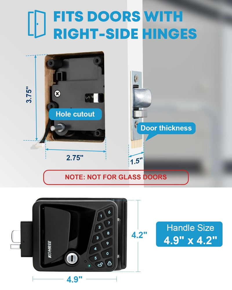 Kohree keyless RV door lock, view 4
