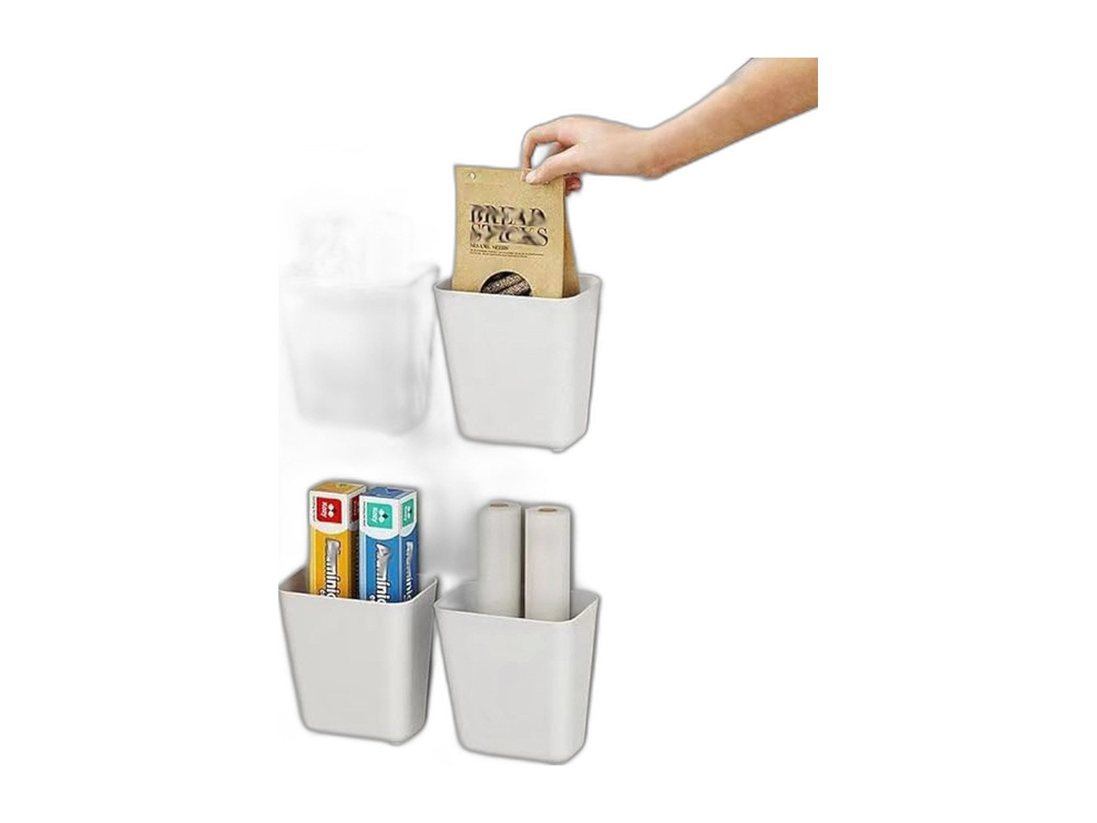 4 piece kitchen cabinet door storage box self on white background
