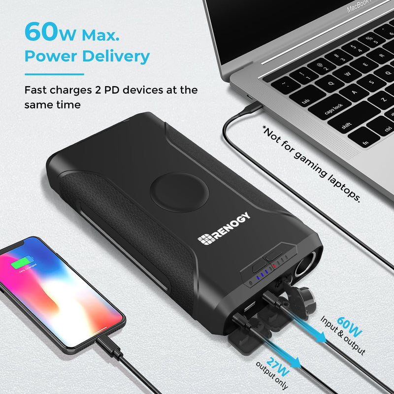 Renogy 72000mAh power bank with USB-C and DC ports
