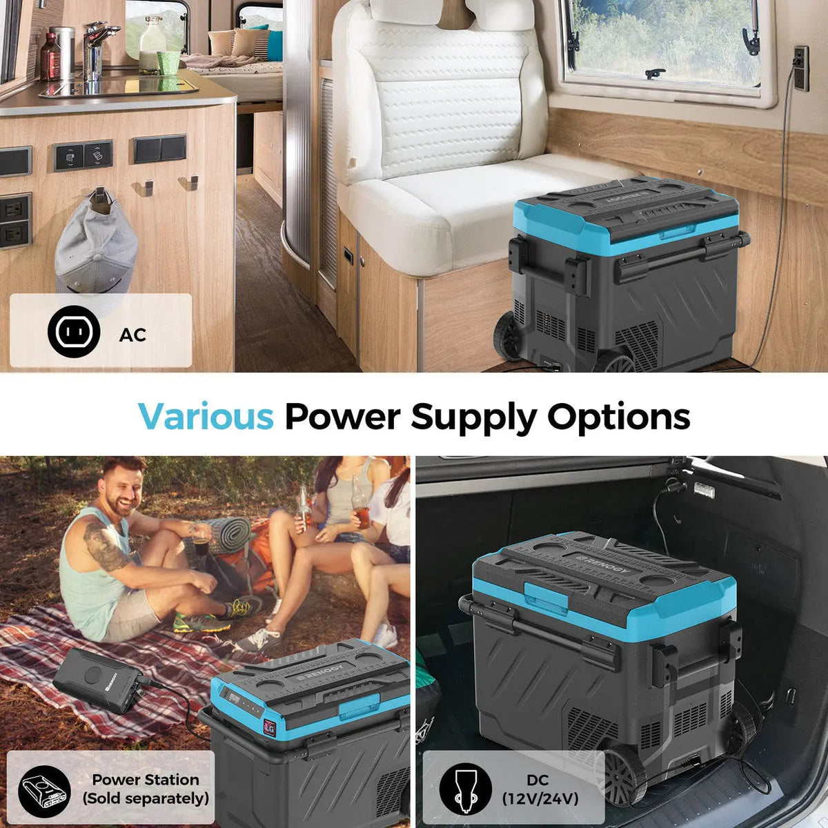 Renogy 42 quart portable refrigerator with wheels and handle