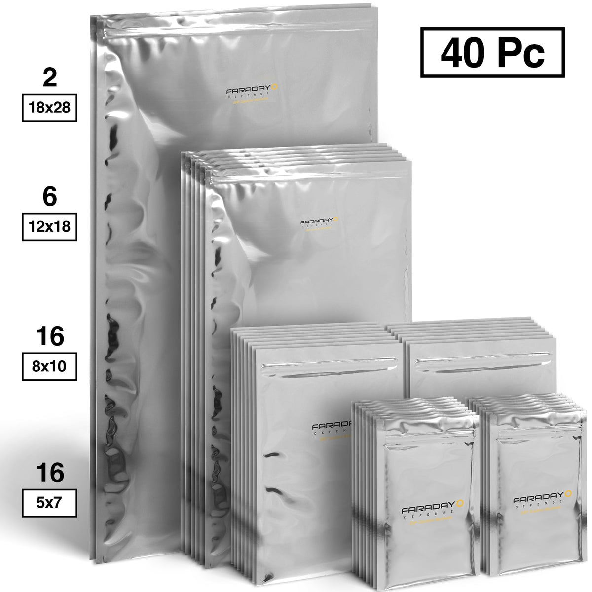 Faraday Defense NEST-Z Mega Kit, 40 EMP Bags in 4 Sizes