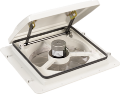 MaxxAir MaxxFan 14" RV Roof Vent Fan, 4-Speed Exhaust, Manual Lift, White Lid