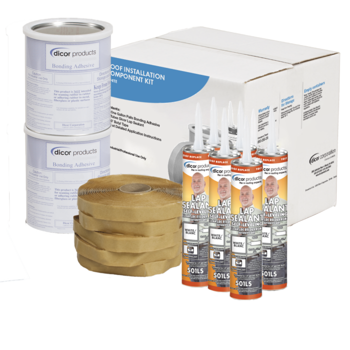 Dicor Roof Installation Kit for EPDM & TPO Roofing (Adhesive, Butyl Tape, 6 Lap Sealants) - 401-CK