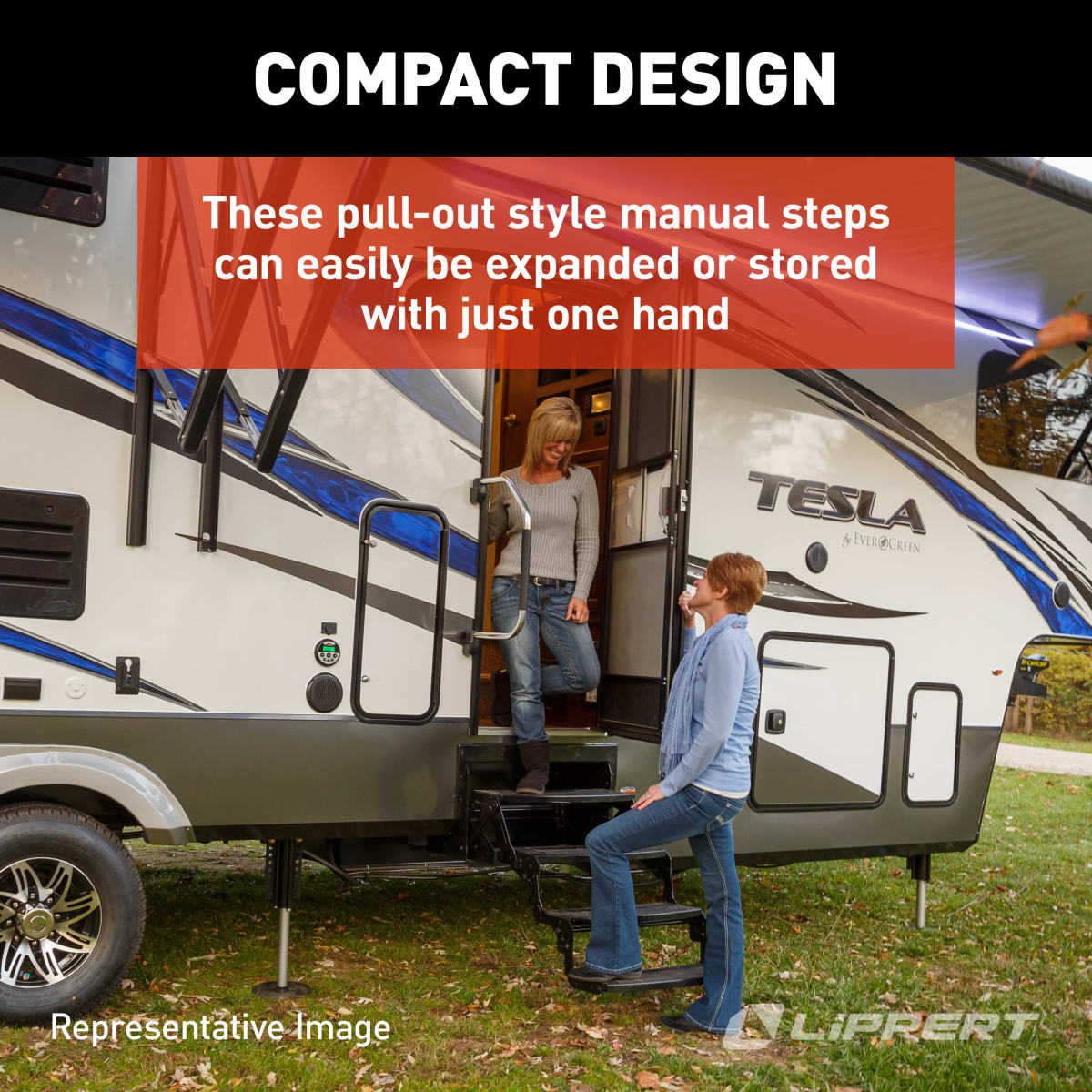 Lippert 24" Radius Double Manual RV Entry Step - view 3