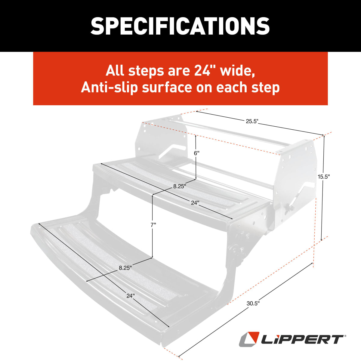 Lippert 24" Radius Double Manual RV Entry Step - view 4