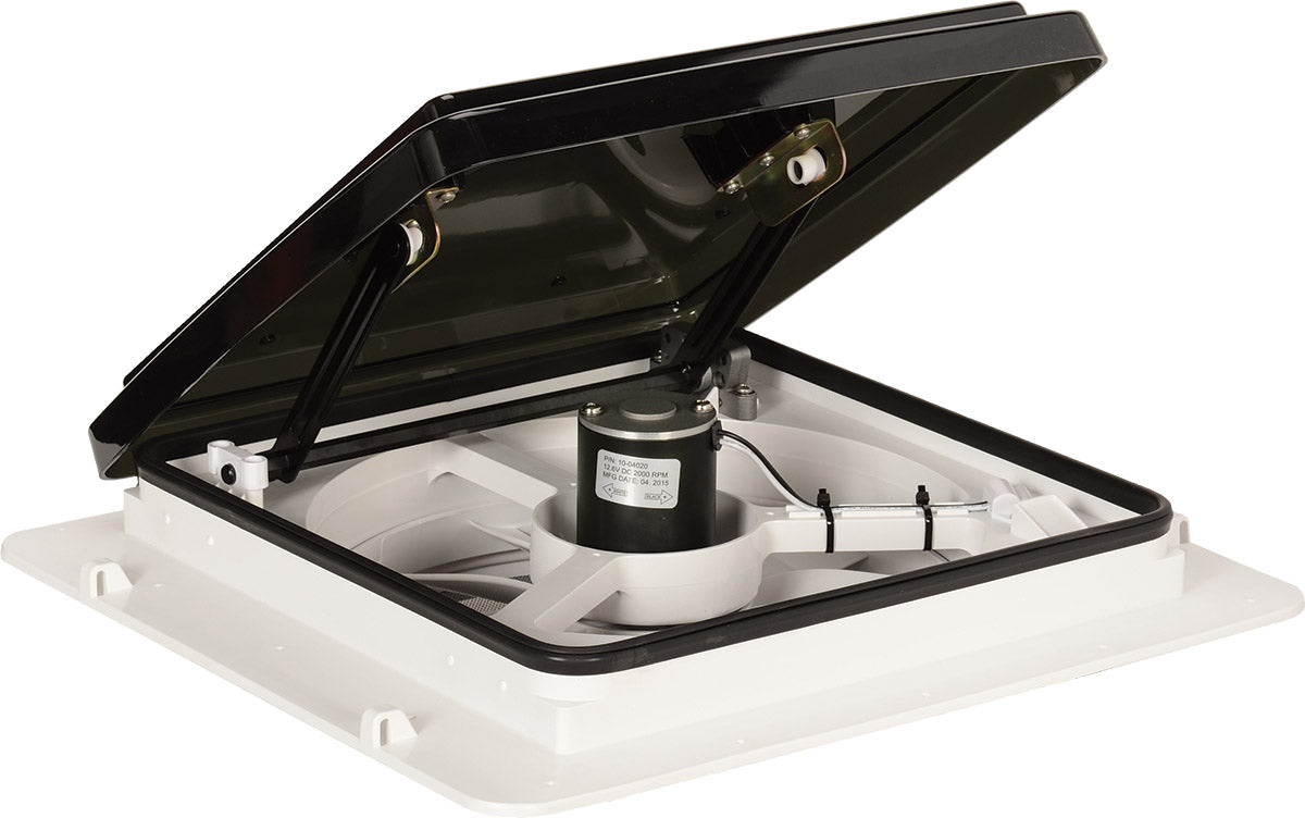 MaxxAir MaxxFan 14" RV Roof Vent Fan, 4-Speed Exhaust, Manual Lift, Smoke Lid - view 2