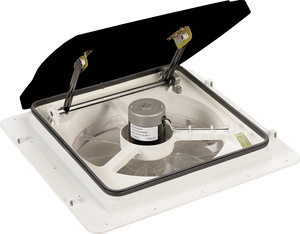 MaxxAir MaxxFan Plus 14" RV Roof Vent Fan, 10-Speed Intake/Exhaust, Electric Lift with Remote, Smoke Lid