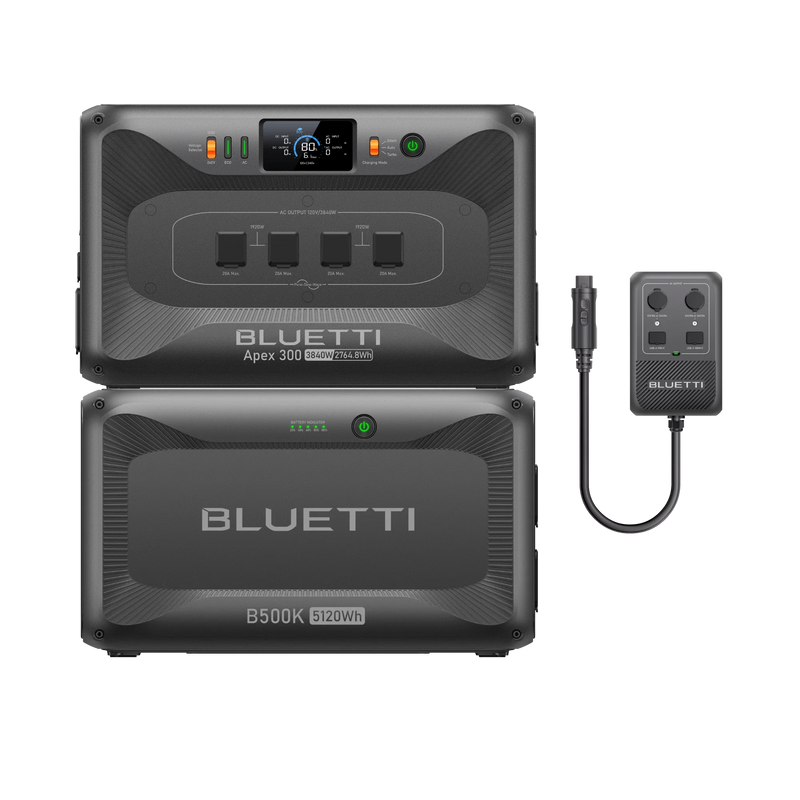 BLUETTI Apex 300 with B500K expansion battery and Hub D1