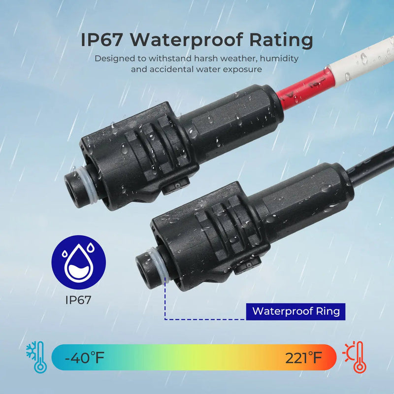 Renogy Amphenol adapter cable with 3/8 inch ring lugs