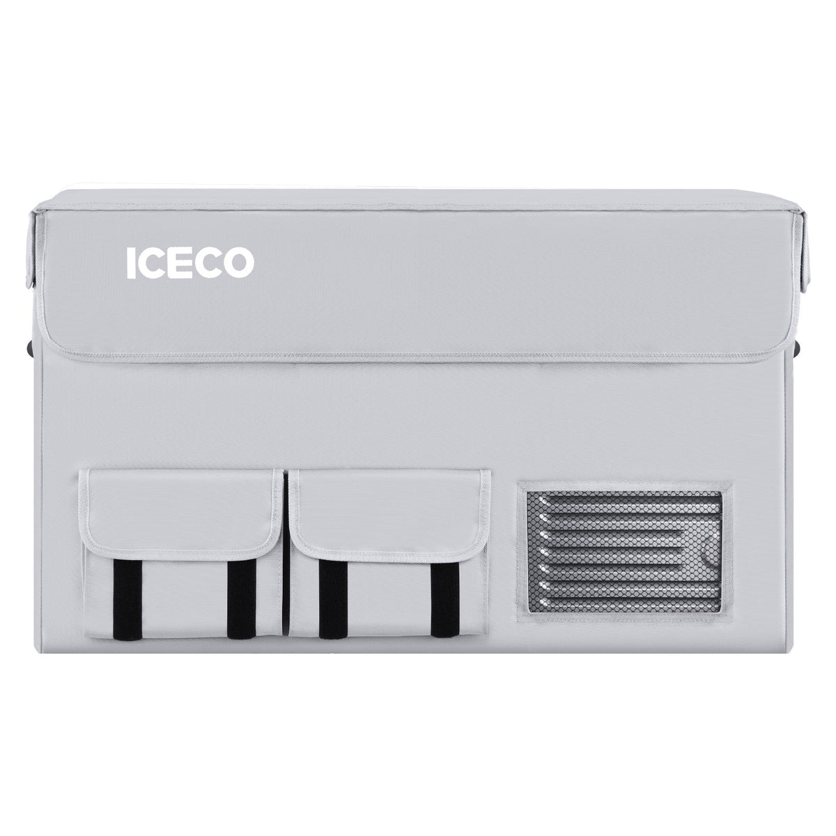 ICECO insulated protective cover on an APL35 portable fridge, gray