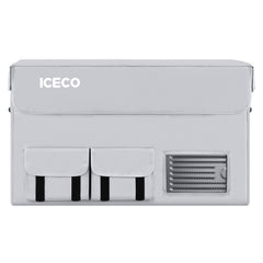ICECO insulated protective cover on an APL35 portable fridge, gray