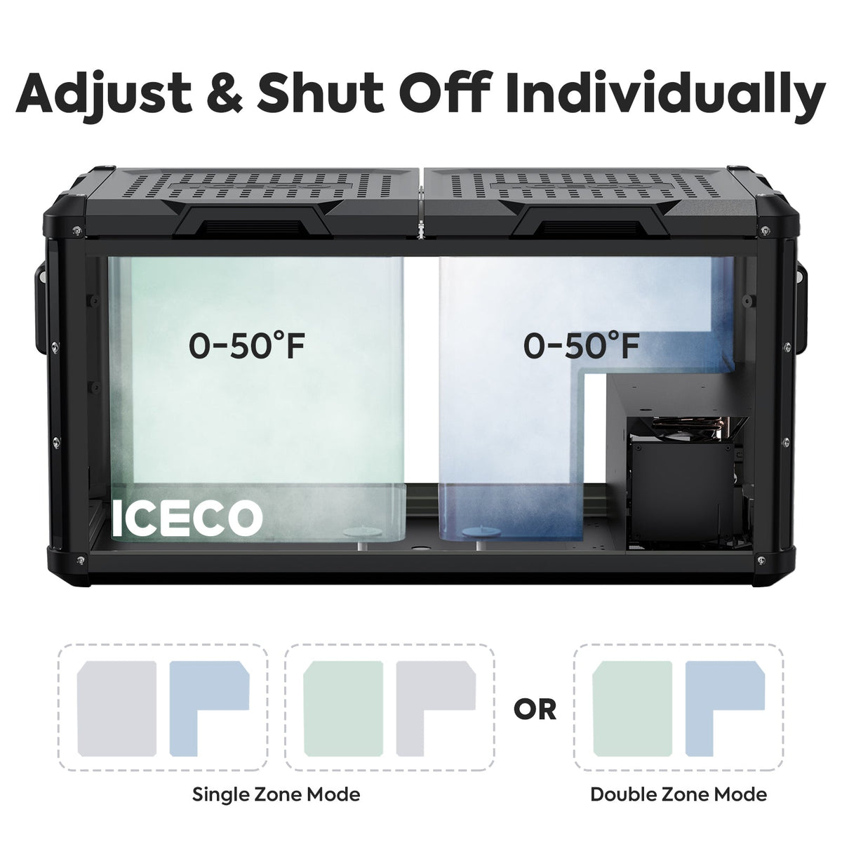 ICECO VL90ProD dual zone portable fridge freezer, black