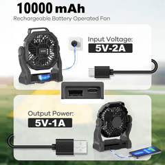 GVDV camping fan with LED lantern, view 6