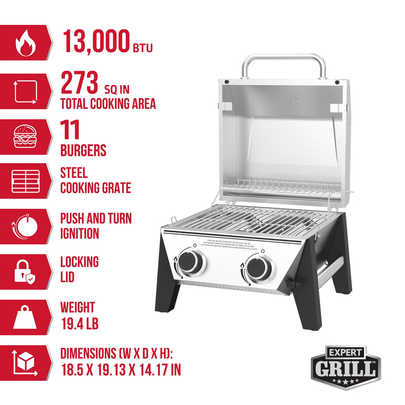 Expert Grill 2-burner tabletop grill, view 5