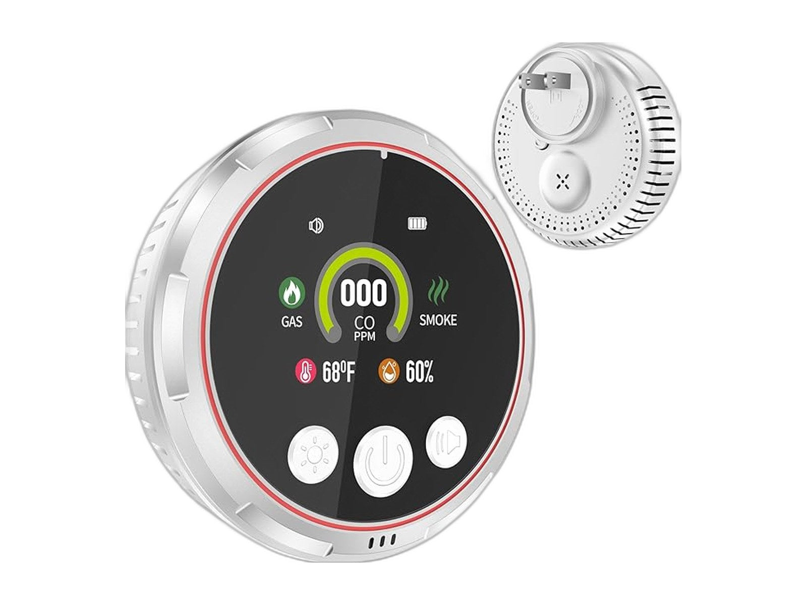 5 in 1 carbon monoxide detectors smoke on white background