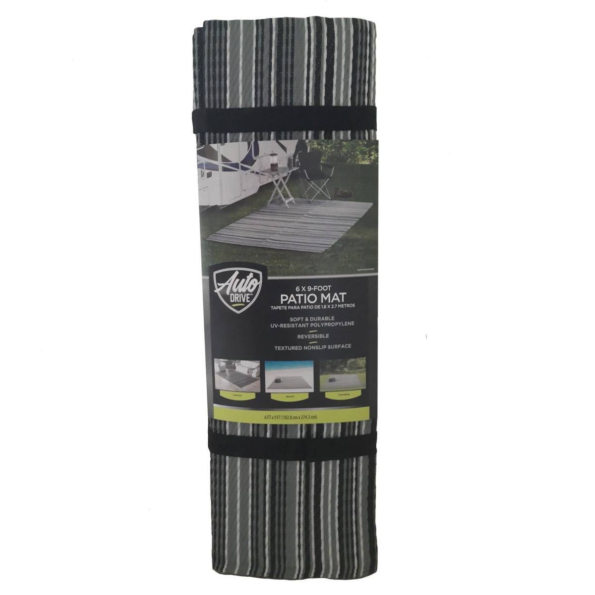 Reversible RV patio mat 6 x 9 ft, gray
