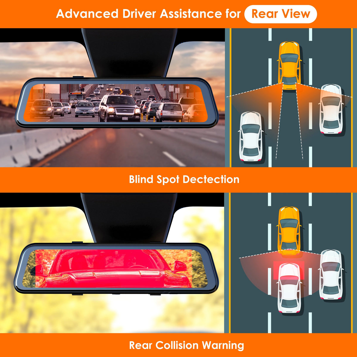 4K mirror dash cam, view 4