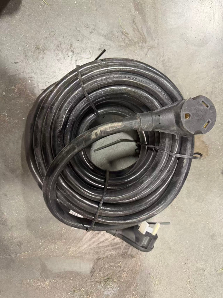 50 ft 30 amp RV extension cord with TT-30P plug and TT-30R connector