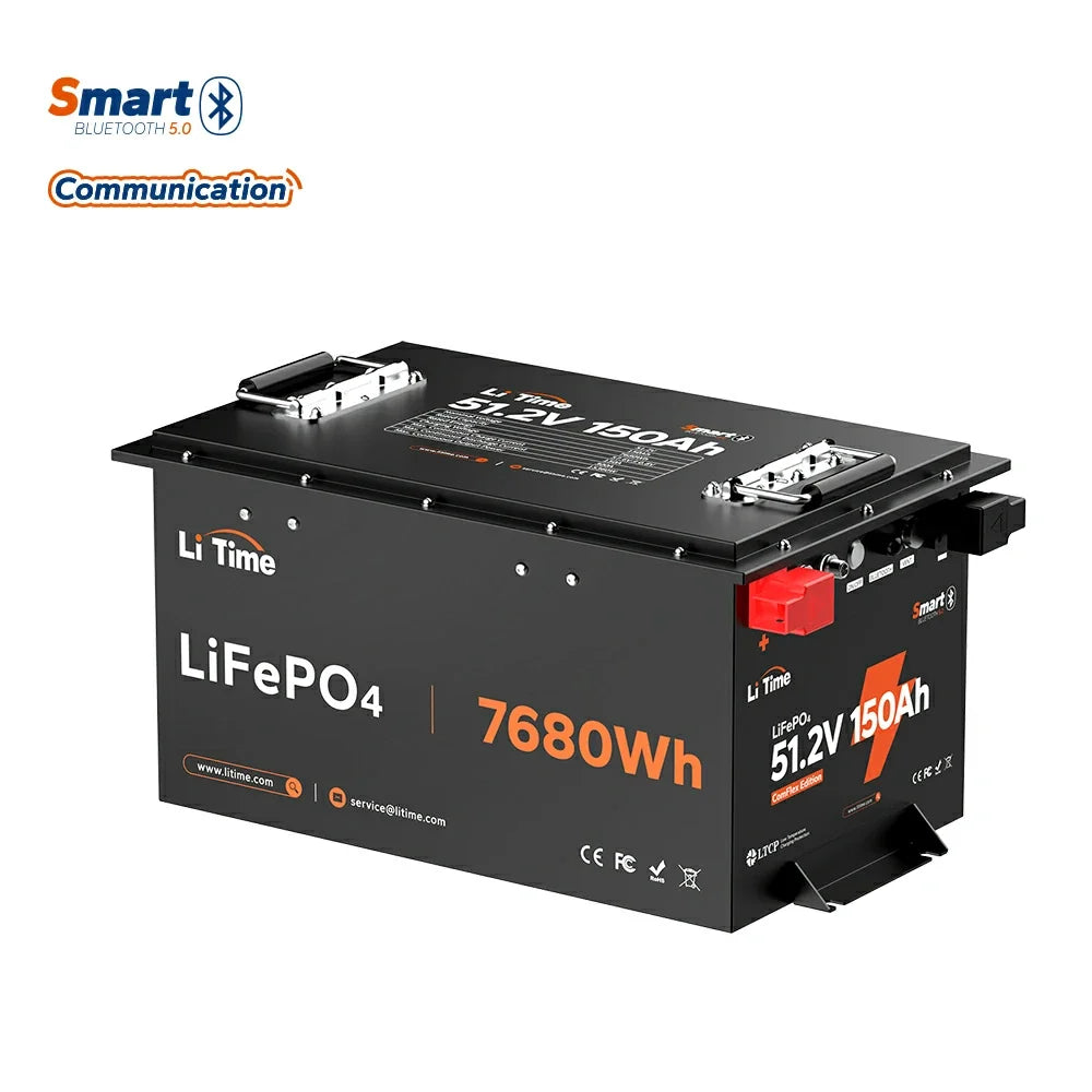 LiTime 48V (51.2V) 150Ah Bluetooth LiFePO4 Battery