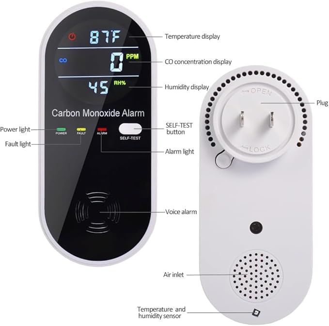 3-in-1 portable CO detector plug-in - view 2