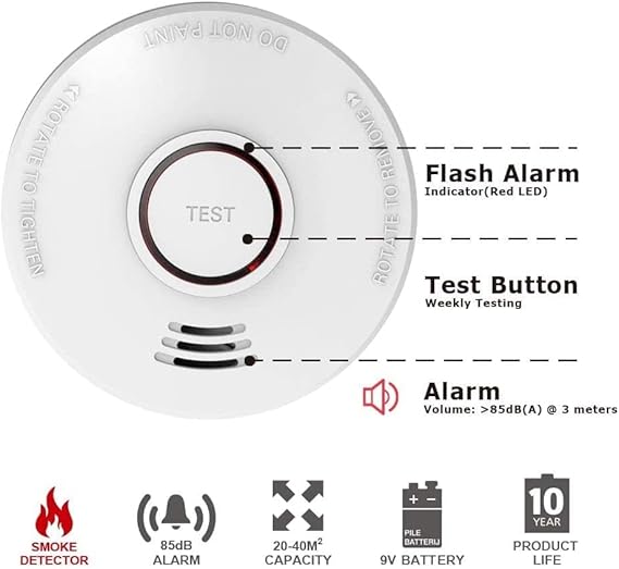 Smoke Detector 9V Battery Photoelectric 4-Pack