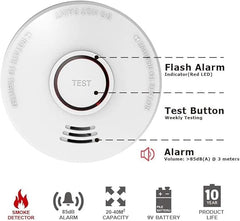 Smoke Detector 9V Battery Photoelectric 4-Pack
