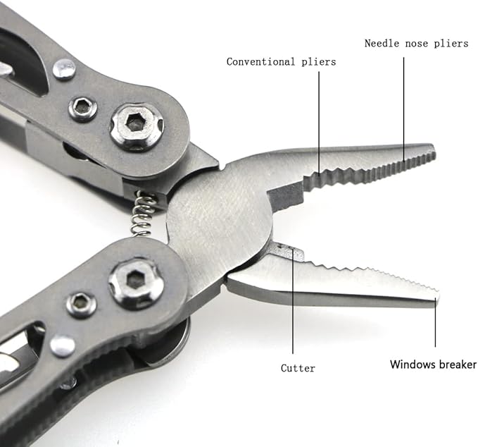 Mini Multitool Outdoor Small Pliers,Pocket Multitool Mini Pliers With Knife,Smart Plier,Bottle Opener,Double-sided polishing multools,15 In 1 Stainless Steel Accessible Tools(Grey)