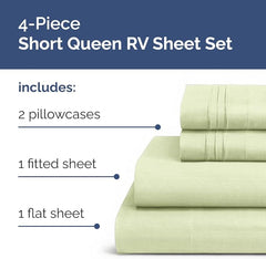 RV Short Queen Sheet Set 4-Piece 60x75 Light Sage Green