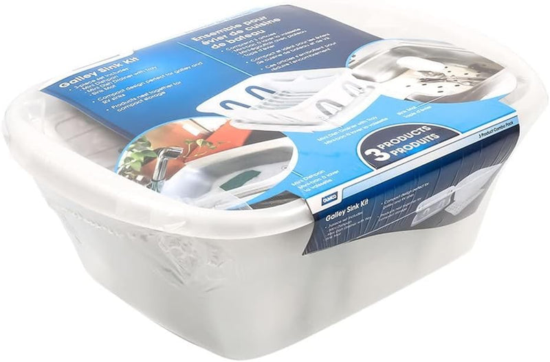 Camco RV/Marine Sink Kit with Dish Drainer, White