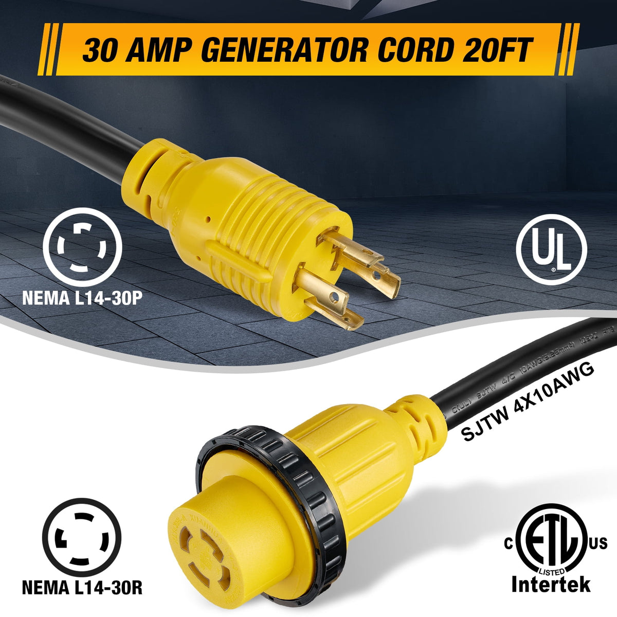 SPEEDWOW 30 amp twist-lock extension cord, view 4