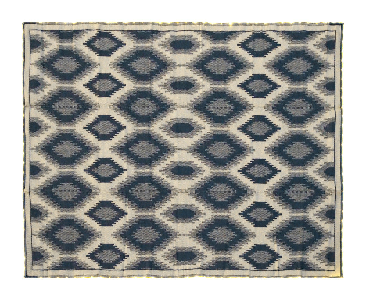 Lighted reversible RV patio mat 9 x 12 ft, grey/blue