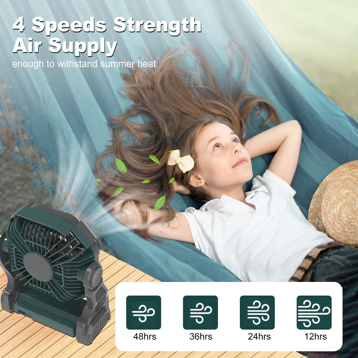 GVDV camping fan with LED lantern, view 5