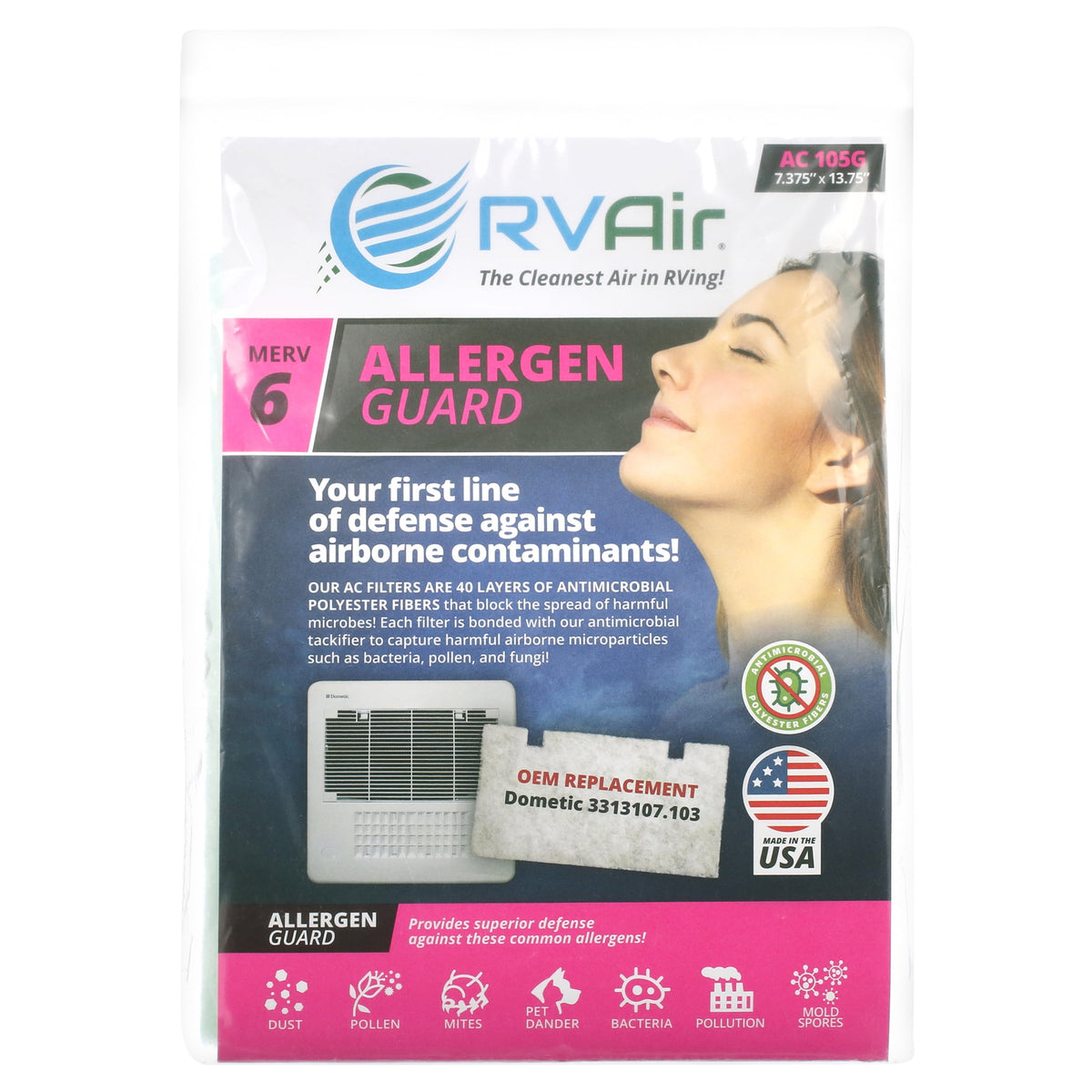 RV Air AC-105G air conditioner filter 2-pack