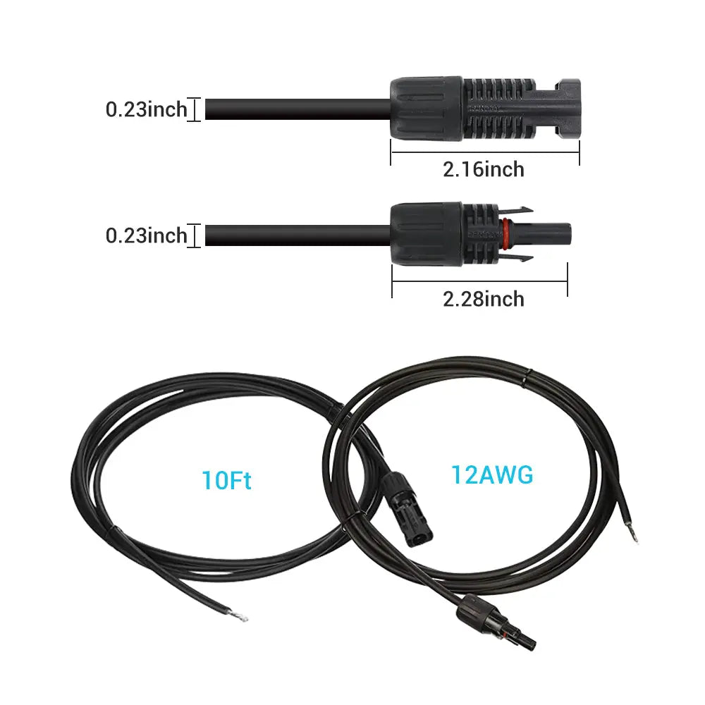 Renogy solar adaptor kit cable pair with solar connectors and bare ends
