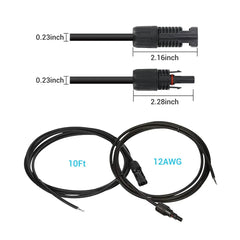Renogy solar adaptor kit cable pair with solar connectors and bare ends