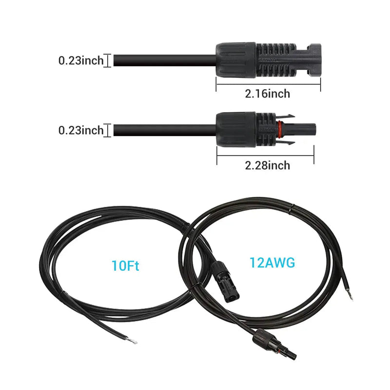 Renogy solar adaptor kit cable pair with solar connectors and bare ends
