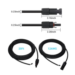 Renogy solar adaptor kit cable pair with solar connectors and bare ends
