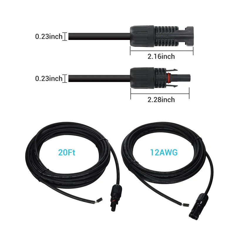 Renogy solar adaptor kit cable pair with solar connectors and bare ends