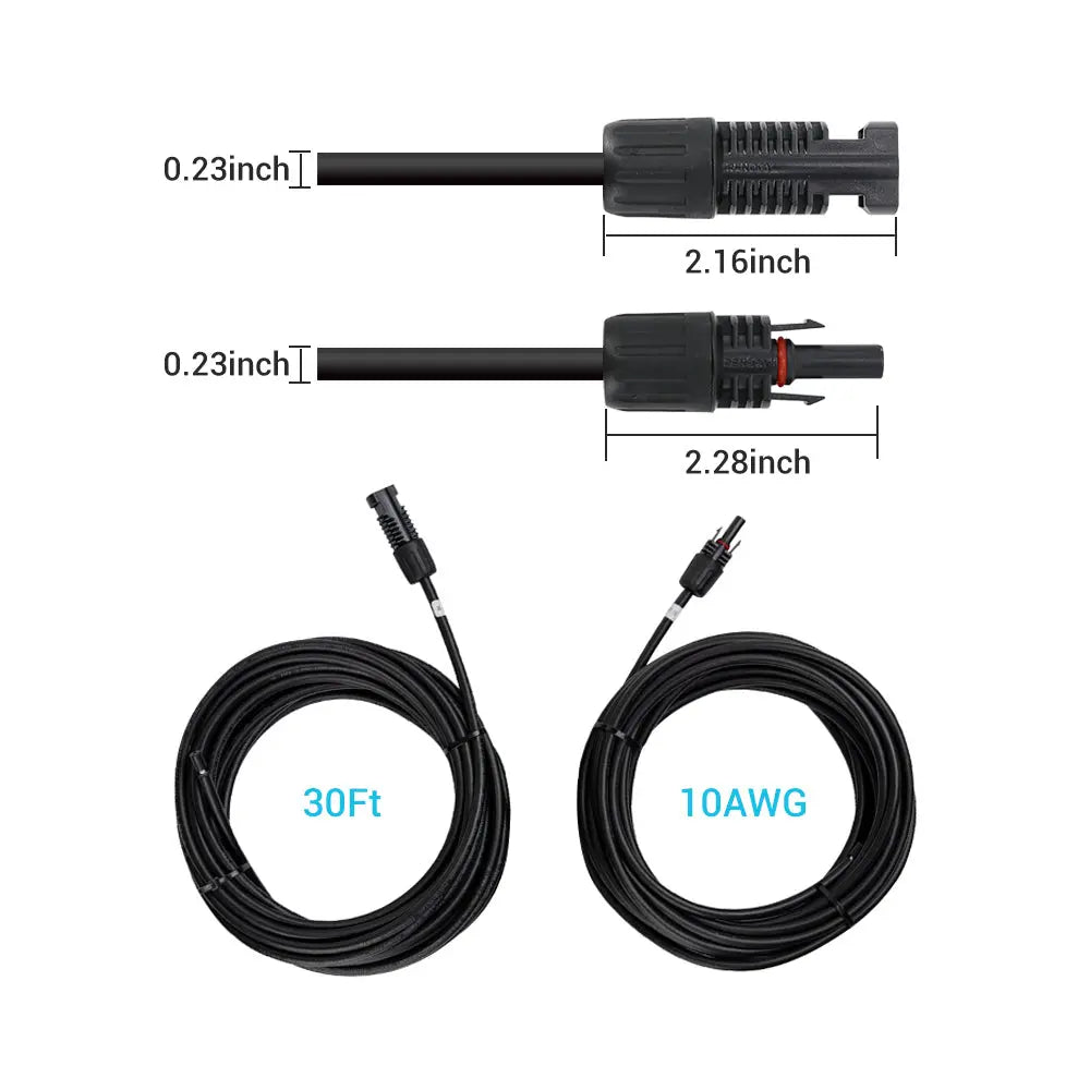 Renogy solar adaptor kit cable pair with solar connectors and bare ends