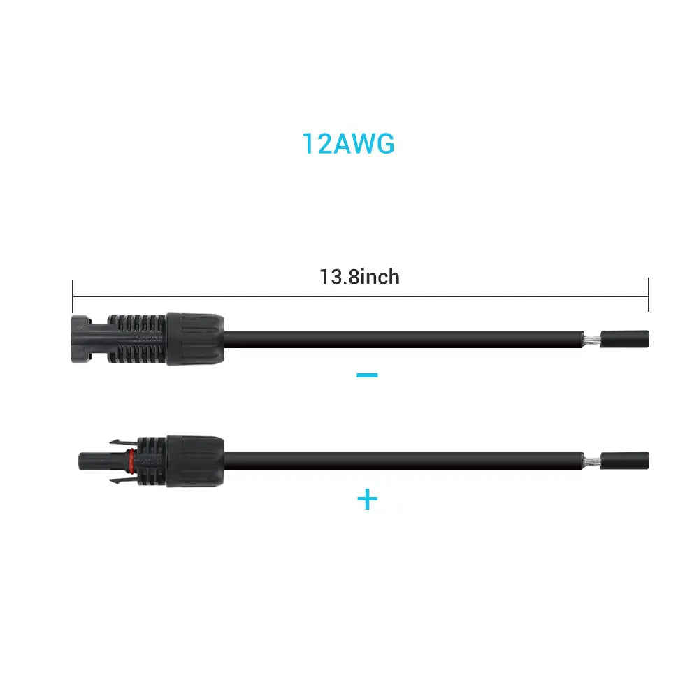 Renogy solar adaptor kit cable pair with solar connectors and bare ends