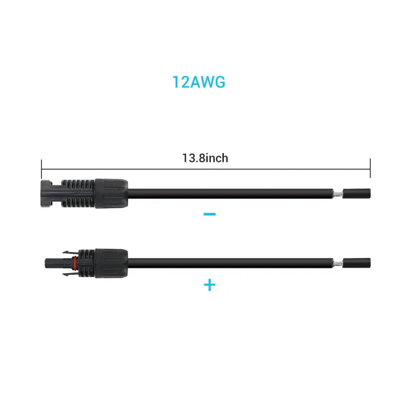 Renogy solar adaptor kit cable pair with solar connectors and bare ends