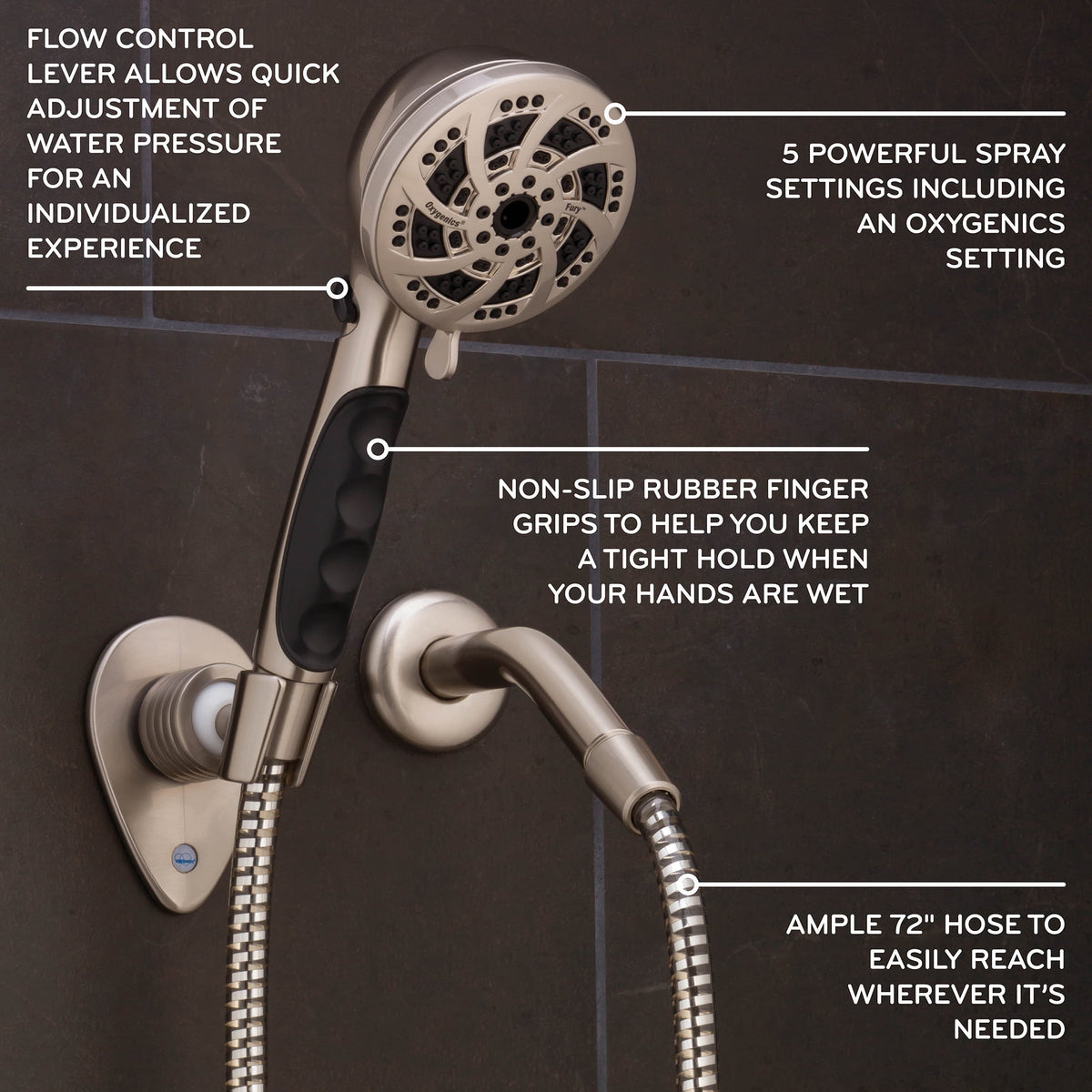 Oxygenics Fury RV shower head, view 2