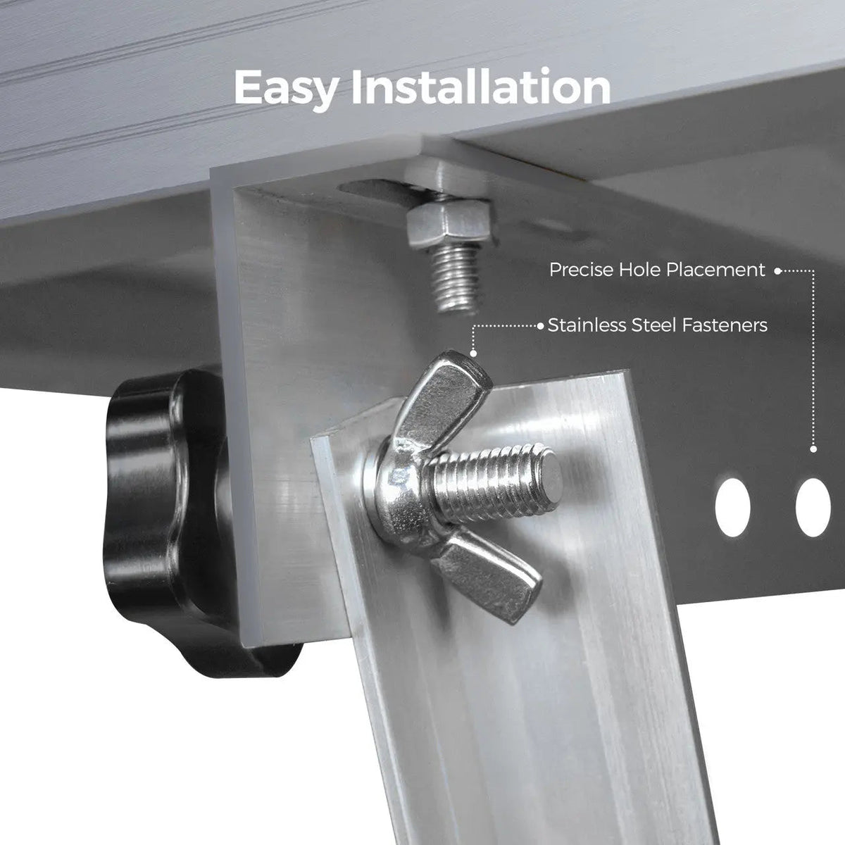 Renogy RV solar panel tilt mount brackets angled on a roof