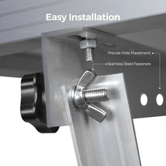Renogy RV solar panel tilt mount brackets angled on a roof
