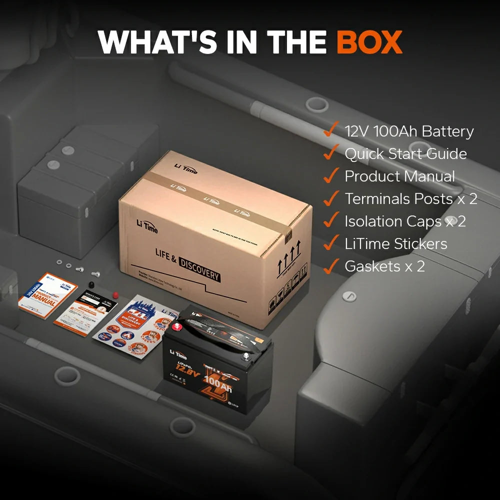 LiTime 12V 100Ah OBM Bluetooth Lithium Battery for Electric Outboards