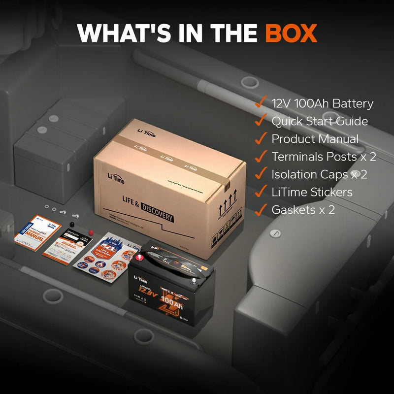 LiTime 12V 100Ah OBM Bluetooth Lithium Battery for Electric Outboards