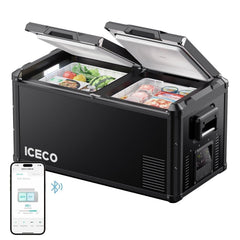 ICECO VL75ProD dual zone portable fridge freezer, black