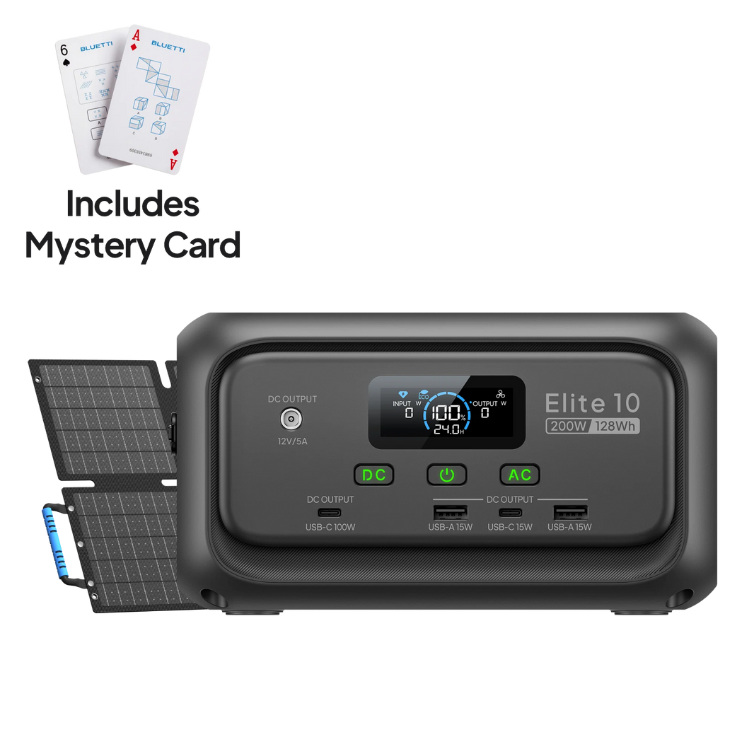 BLUETTI Elite 10 gray mini power station with 60W solar panel